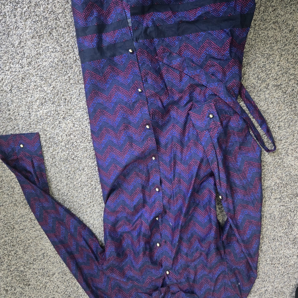 Tommy Hilfiger Purple Chevron Button-Front Shirt Dress